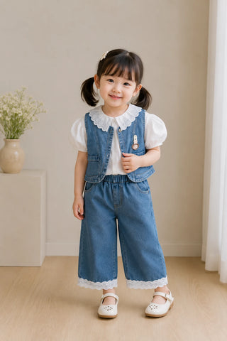 Sky Blue Denim Layered Co-ord Set
