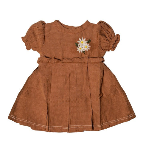 Rust Daisy Puff Sleeve Dress