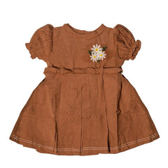 Rust Daisy Puff Sleeve Dress