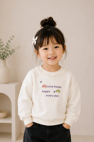 Love House Frill Collar Sweatshirt