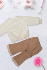 Cream Heart Lace Pant Set