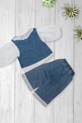 Sky Blue Denim Layered Co-ord Set