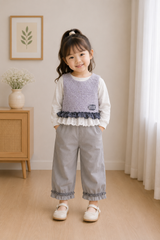 Grey Lace Layered Pant Set