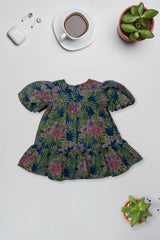 Tropical Floral Puff Sleeve Dress