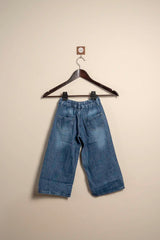 Blue Wide-Leg Denim Pants For Girls