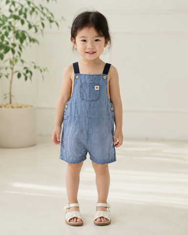 Blue Denim Short Dungaree For Girls