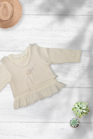 Cream Lace Layered Frock Top
