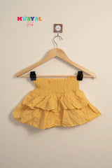 Mustard Smocked Ruffle Skirt For Girls