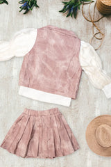 Blush Pink Pleated Skirt Set