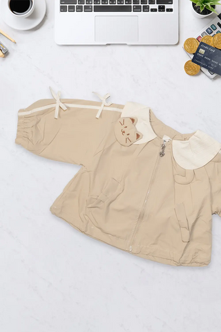 Cream Kitty Bow Collar Jacket