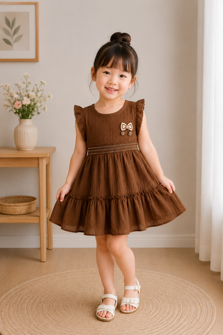 Chocolate Brown Ruffle Tier Baby Dress