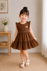 Chocolate Brown Ruffle Tier Baby Dress