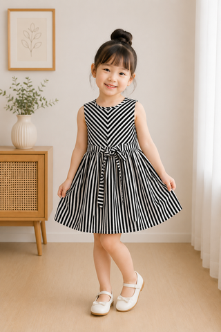 Classic Monochrome Stripe Dress