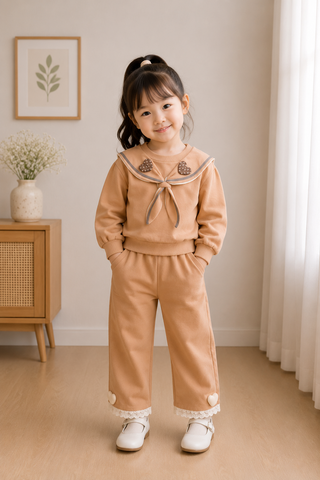 Caramel Sailor Collar Lounge Set