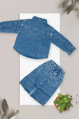 Denim Sparkle Shirt & Full Skirt Set