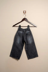 Black Wide-Leg Denim Pants For Girls