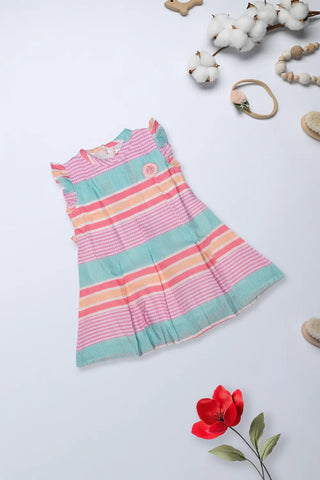 Candy Stripe Flutter Sleeve Dress