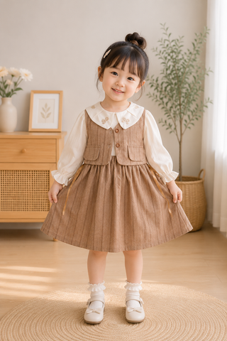 Vintage Beige Collar Dress