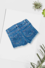 Splash Print Denim Shorts