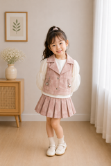 Blush Pink Pleated Skirt Set