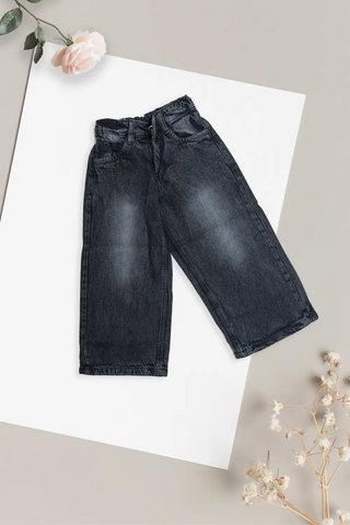 Charcoal Wash Wide-Leg Denim Pant