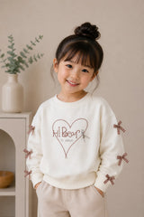 Heart Bow Cream Sweatshirt