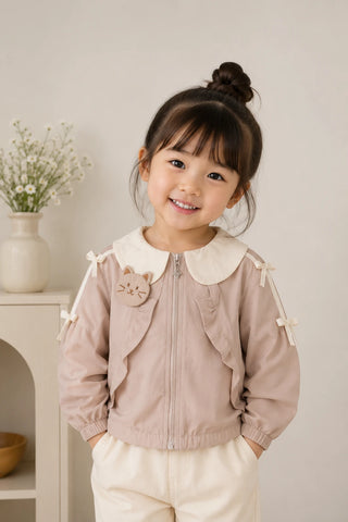 Cream Kitty Bow Collar Jacket