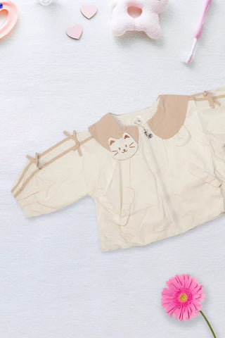 Cream Kitty Ribbon Jacket