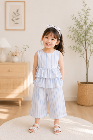 Sky Stripe Peplum Co-ord Set