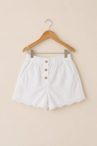 Snow White Embroided Flair Shorts.