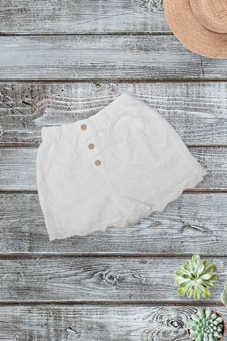 Snow White Embroided Flair Shorts.