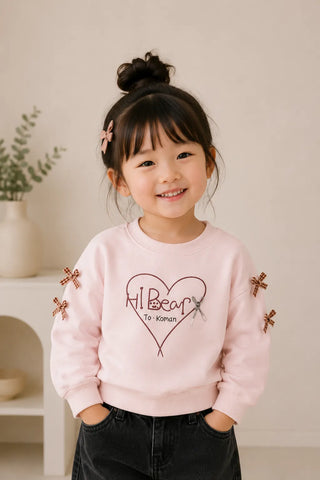 Hi Bear Ribbon Sleeve Sweatshirt