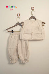 Beige Safari Pocket Girls Co-Ord Set