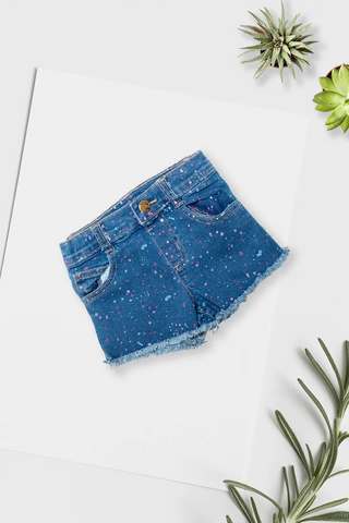 Splash Print Denim Shorts