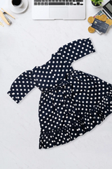Navy Polka Dot Ruffle Dress