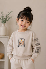 Teddy Patch Beige Sweatshirt