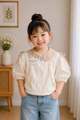 Cream Kitty Ribbon Jacket