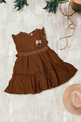 Chocolate Brown Ruffle Tier Baby Dress