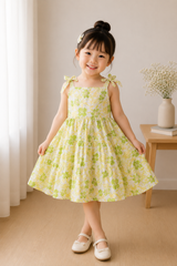 Lime Blossom Tie-Shoulder Dress