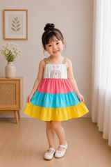 Rainbow Bunny Tiered Dress
