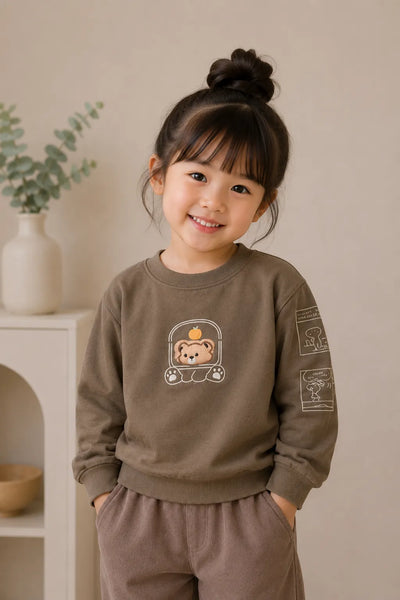 Teddy Patch Brown Sweatshirt