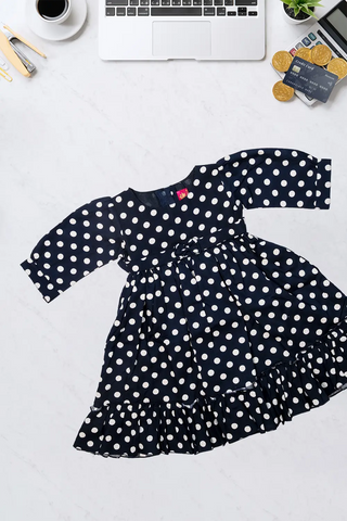 Navy Polka Dot Ruffle Dress
