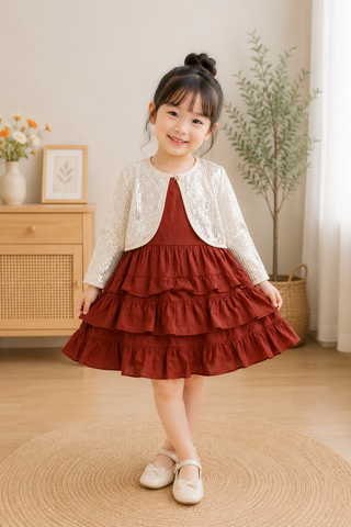 Ruby Frill Party Dress with Sequin Shrug
