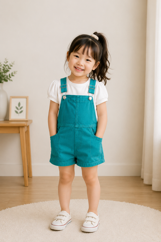 Teal Kids Dungaree Romper