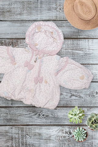 Pastel Heart Floral Hooded Jacket