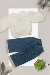 Cute Happy Girl Denim Set
