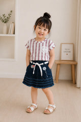 Rose Stripe Denim Skirt Set
