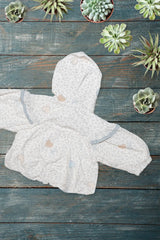 Sky Blue Heart Floral Hooded Jacket