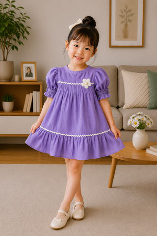 Lavender Bloom Ruffle Dress