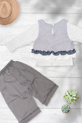 Grey Lace Layered Pant Set